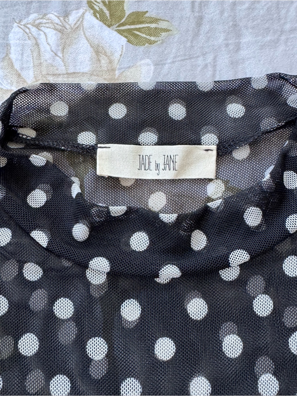 Alora Eden Black Polka Dot Sheer Mesh Long Sleeve Maxi Dress In Size Small — image 5 of 7